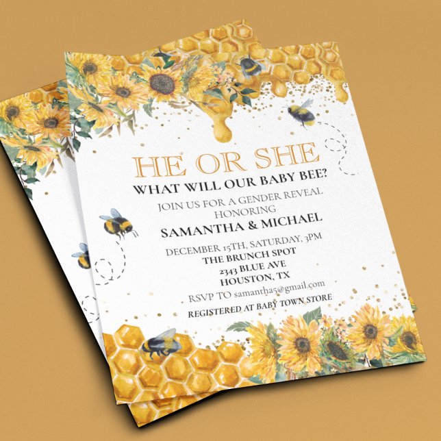 Gênero Reveal Abelhas Honeycomb Watercolor (Criador carregado)