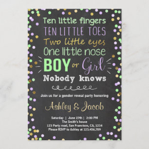 Gênero revela convite Chá de fraldas Garota ou Gar