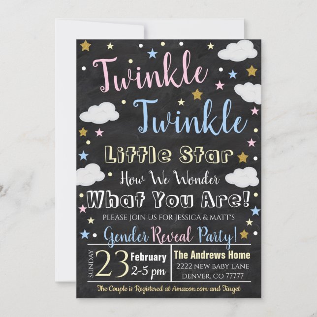 Gênero Revela Pequeno Convite Estrela (Frente)