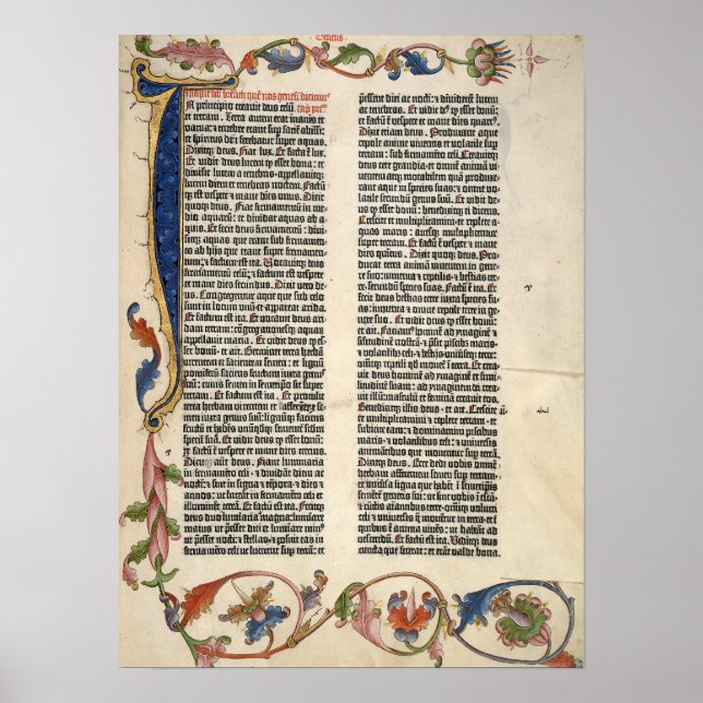 Gênesis bíblia Gutenberg página 1 Poster (Frente)