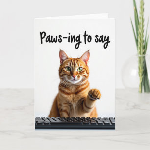 Gengibre Tabby Pausando Para Dizer Cartão
