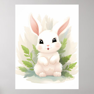 Gentle Ferns: Bebê Coelho entre Folhas Poster
