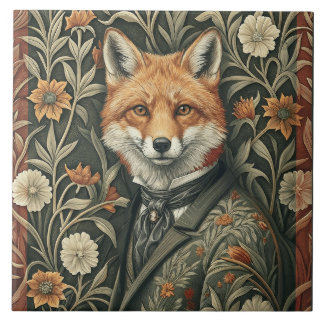 Gentleman Fox in Evening Attire Vintage Woodland