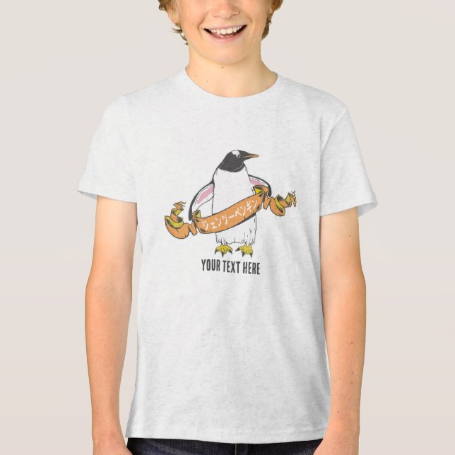 Gentoo penguin Japonês escrevendo Kanji (Frente)