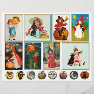 Genuína (não AI) Vintage Crianças do Dia das Bruxa