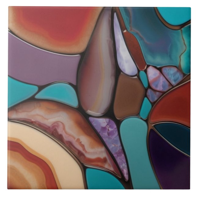 Geode - Faux Staink Glass Mosaic Abstrato Art (Frente)