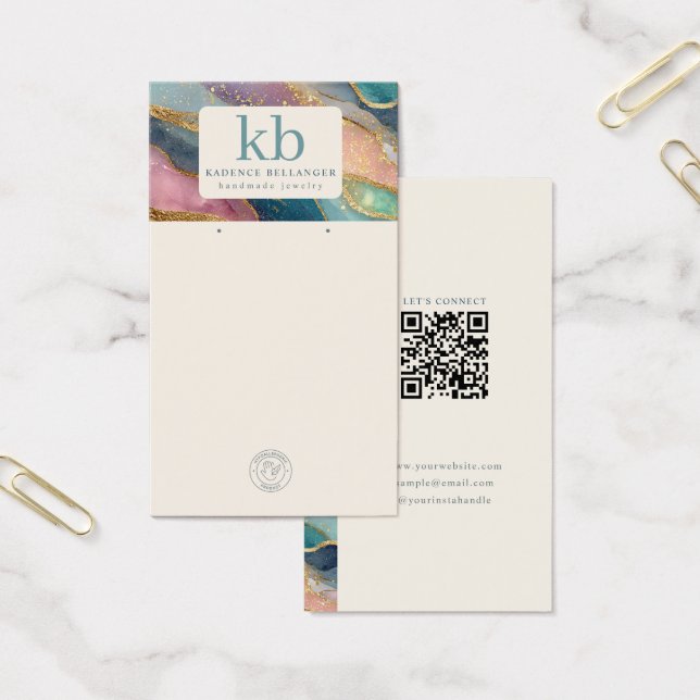 Geode Pattern Monogram Jewelry Display Cards (Escritótio)