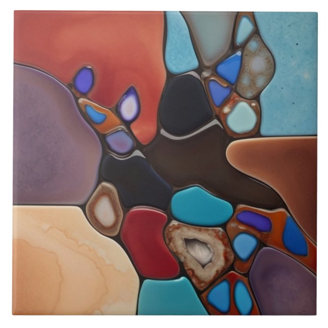 Geodes - Faux Staink Glass Mosaat Abstrato Art (Frente)