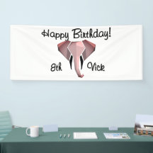 Geometragem Elephant Head Birthday Age and Name