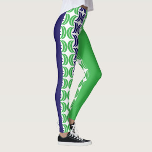Geometria Chic: Leggings Modernas Verde Azul