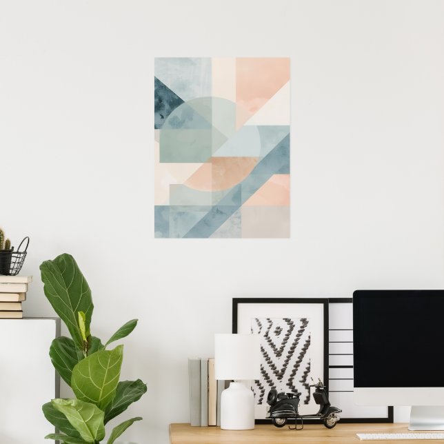Geometria de Pastel Suave - Impressão de Arte Mode (Escritório em casa)