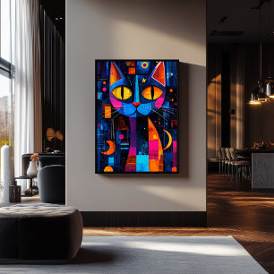 Geometria Expressionista Poster de Gato - Arte Vib