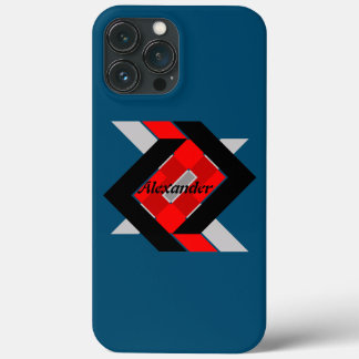 Geometric blue grey red black personalized simply