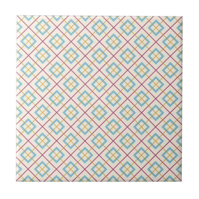 Geometric Diamond Pattern Pastel Pink and Blue (Frente)