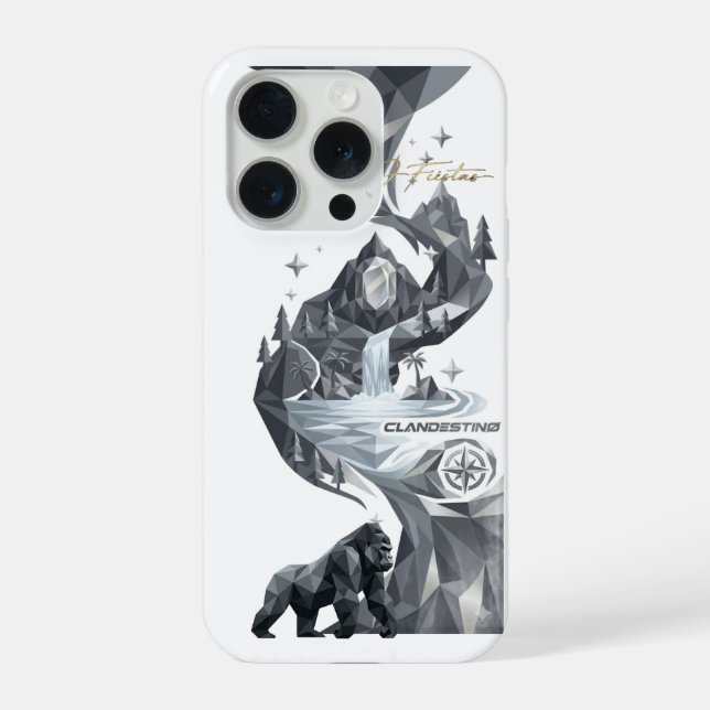 “Geometric Gorilla iPhone Case – Silver Jungle  (Verso)