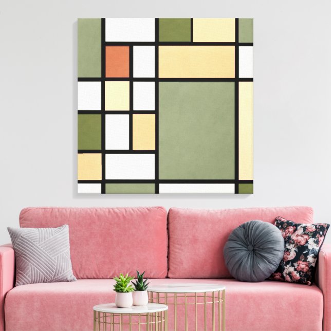 Geometric Harmony – Earth Zen Canvas Print (Insitu(Sala de estar))