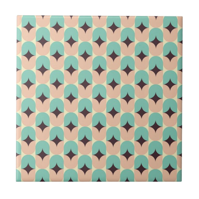 Geometric pattern of teal, beige, and black shapes (Frente)