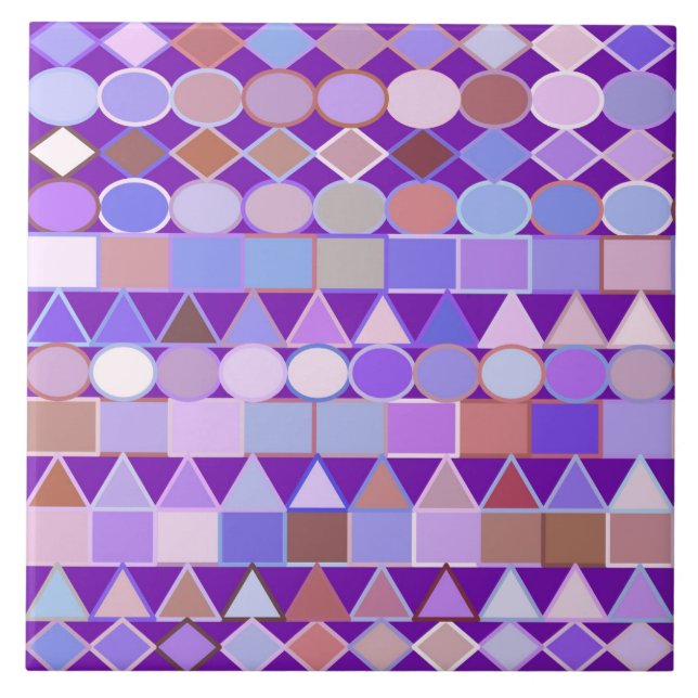 Geométrica Tribal Moderna, Ametist Roxo e Taupe (Frente)