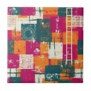 Geométrico Abstrato Ousado - Textura de Pincel Gru