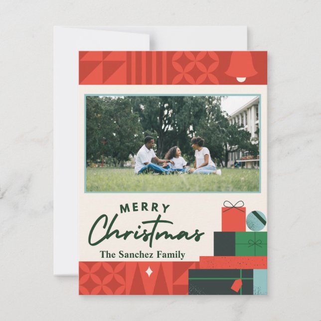 Geométrico Apresenta Cartão "Feliz Natal" 1 Foto (Frente)