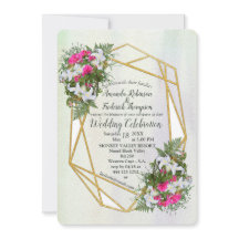 Geométrico - Convite para Casamento de Flores Dour