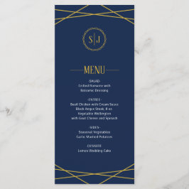 Geométrico Dourado Elegante | Menu de casamento az