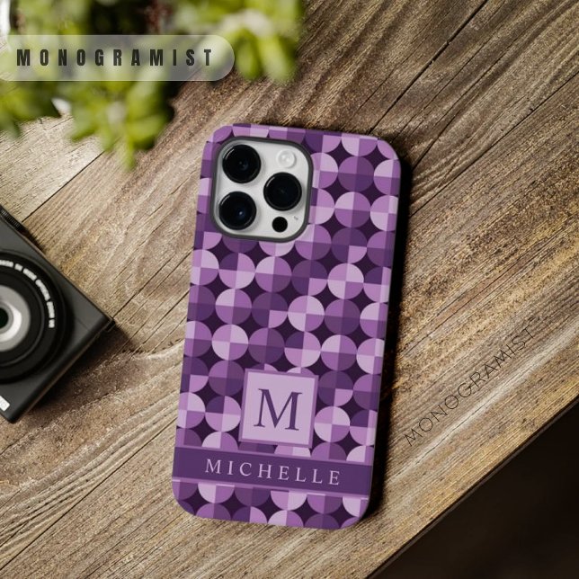 Geométrico Escuro e Brilhante Personalizável (Customizable Bright Light Dark Purple Geometric Case-Mate iPhone Case)