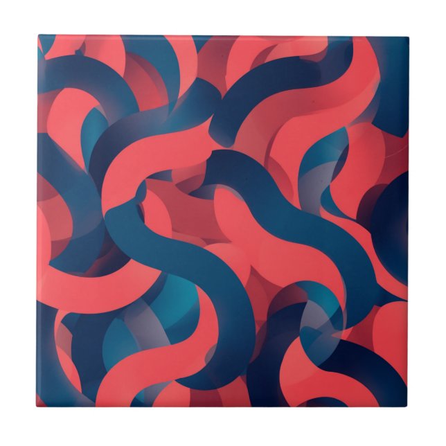 geométrico moderno abstrato Coral e Azul (Frente)