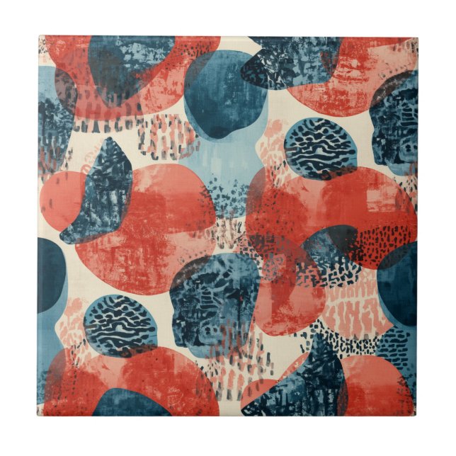 geométrico moderno abstrato Coral e Azul (Frente)