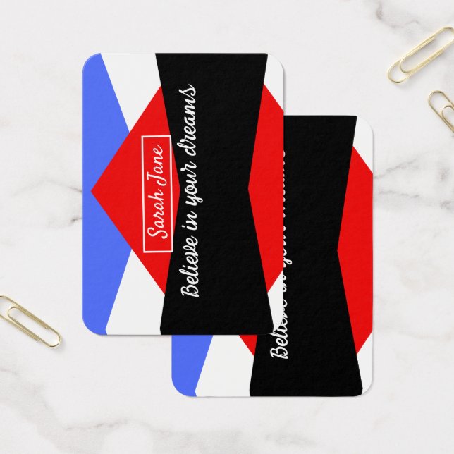 Geométrico Moderno Personalizado Vermelho e Azul (Escritótio)