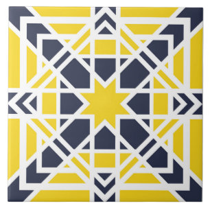 Geométrico, ornamentais, amarelo-mostarda, azul-m
