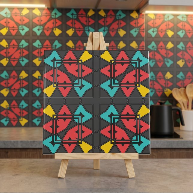 Geométrico Retro Moderno de Meados do Século Turqu (Criador carregado)