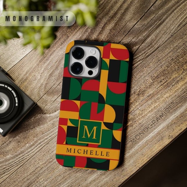 Geométrico Verde Amarelo Verde Personalizável (Customizable Yellow Green Red Black Geometric Case-Mate iPhone Case)
