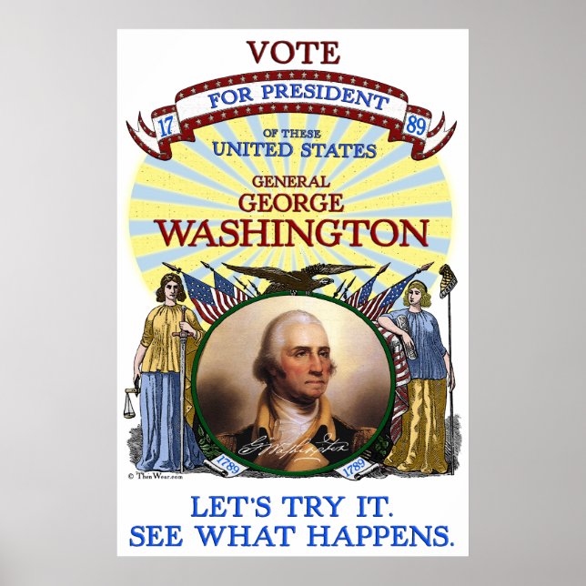 George Washington 1789 Poster eleitoral (Branco) (Frente)