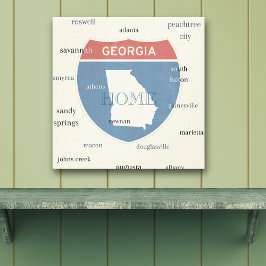 Georgia State Cities Stretched Canvas Print