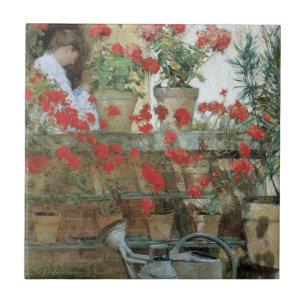 Gerânios por Childe Hassam, Impressionismo Vintage