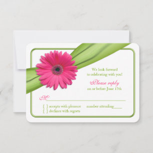 Gerber Daisy Green Ribbon Weding RSVP