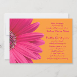 Gerber Daisy rosa e Convite Laranja para Casamento