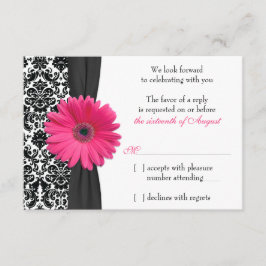 Gerber Daisy Rosa Preto Damask Resposta RSVP Casam