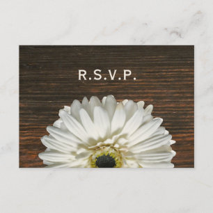 Gerbera branco & Barnwood RSVP Wedding rústico