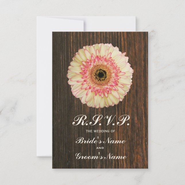 Gerbera Daisy & Barnwood Wedding RSVP (Frente)