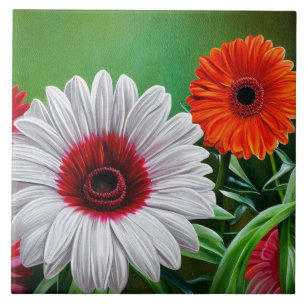 Gerbera Daisy Decorative Floral Cerâmica Azulejo
