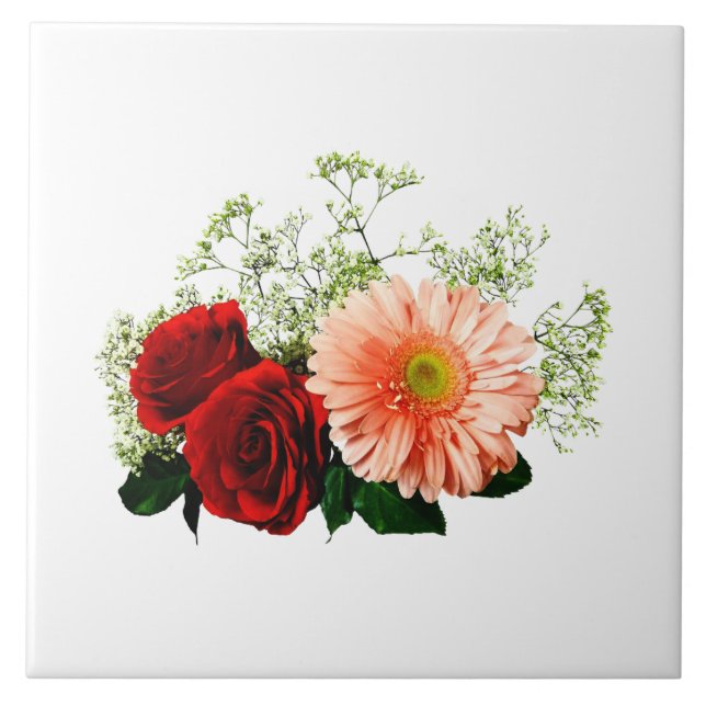 Gerbera Daisy e Duas Rosas (Frente)