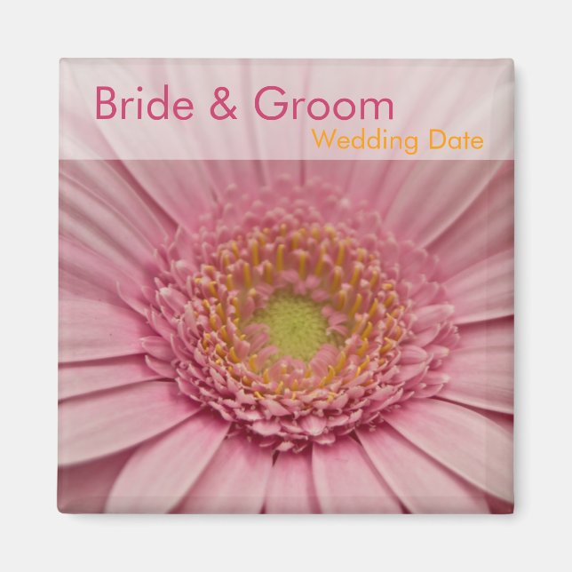 Gerbera rosa - Imã salve a data (Frente)