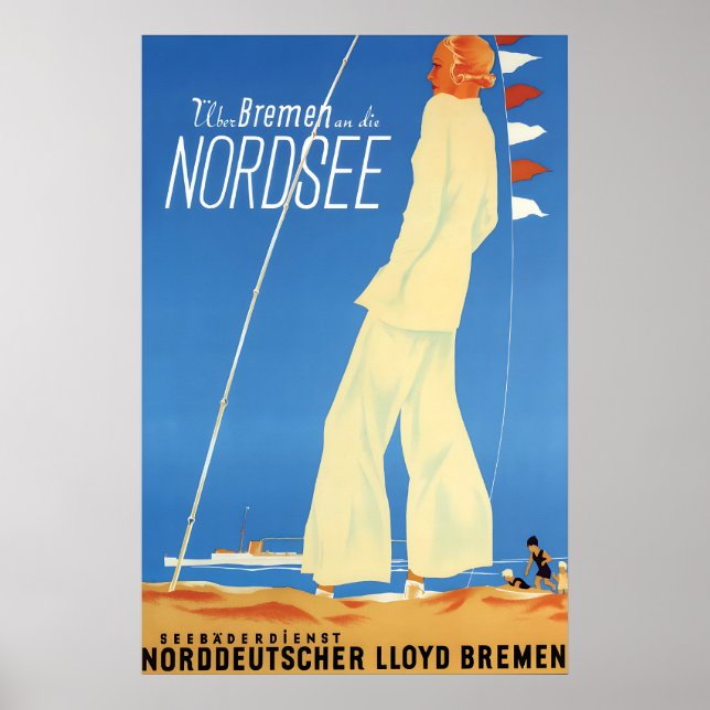 German advertisement poster Via Bremen to the (Frente)