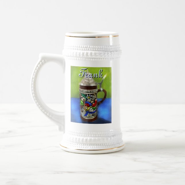 German Beer Stein w/Hinged Lid Personalized (Esquerda)