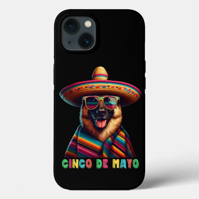 German shepherd Cinco De Mayo Com Poncho Sombrero (Verso)