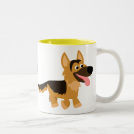 German shepherd de cartoon de cor branca Caneca