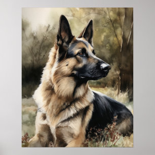 German shepherd Dog Art Impressão Poster