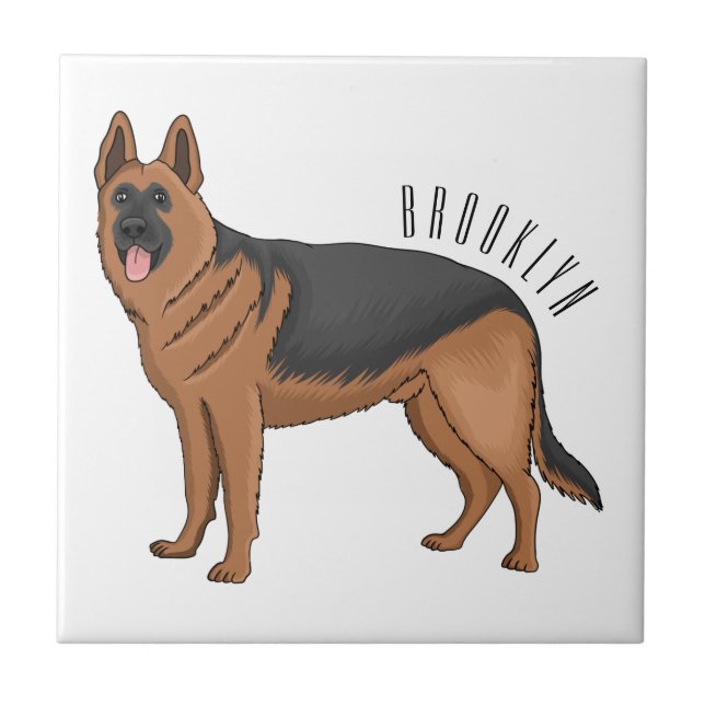 German shepherd dog cartoon illustration  (Frente)